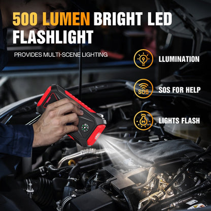TM26 Jump Starter with 74Wh Checkout Label, Red-and-Black Case, Clamp Leads and Digital Display