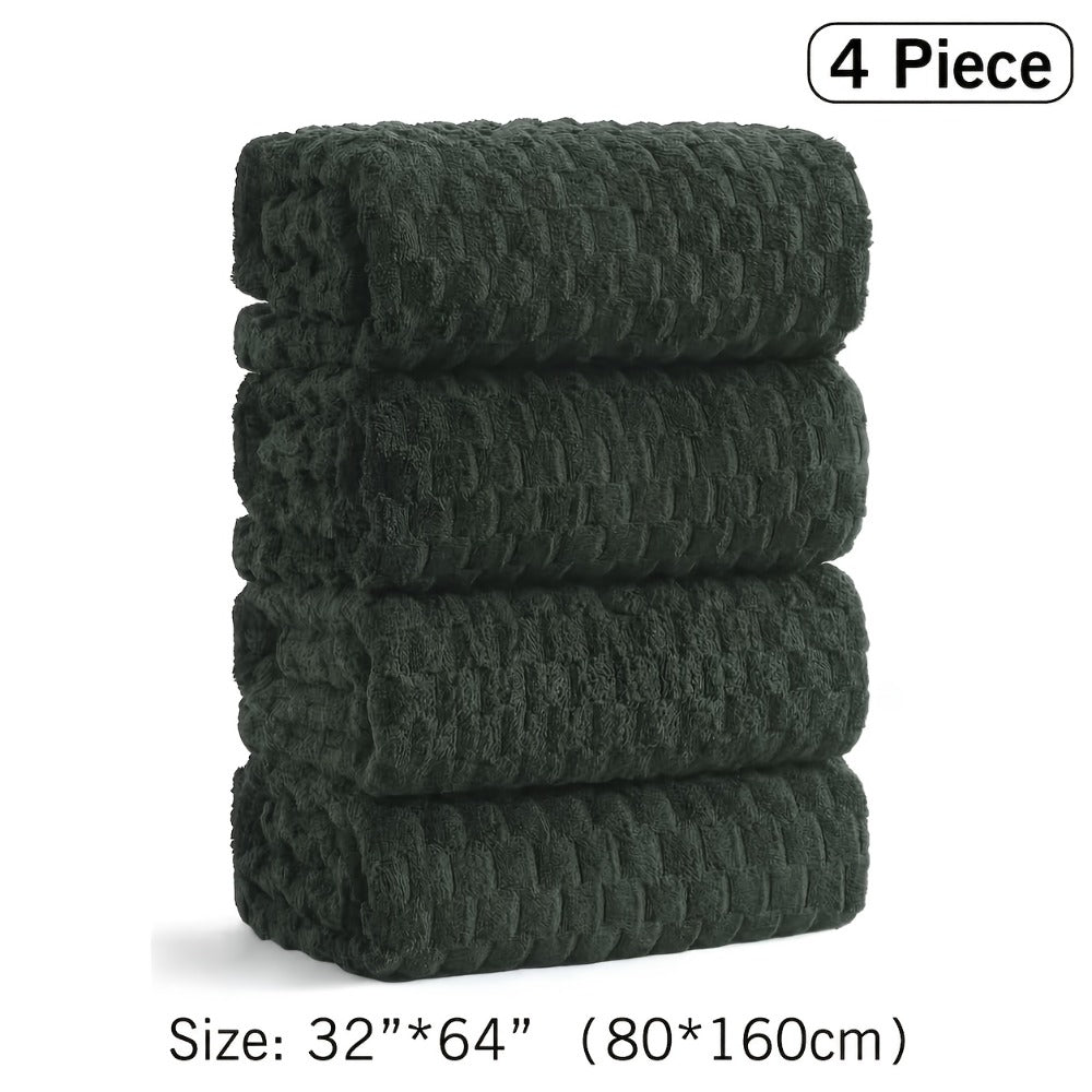 Bath Towels Set Single or 4-Piece 800GSM Oversized Microfiber Towels 32 x 64 Inch for Home and Guest Use