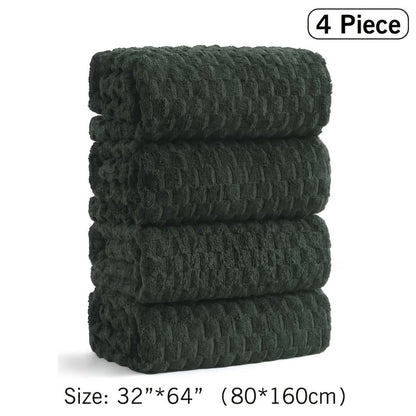 Bath Towels Set Single or 4-Piece 800GSM Oversized Microfiber Towels 32 x 64 Inch for Home and Guest Use
