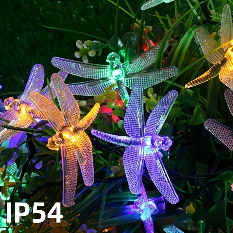 Solar Dragonfly String Lights Outdoor 30 LED 8 Modes, for Garden, Pathway and Patio Lighting