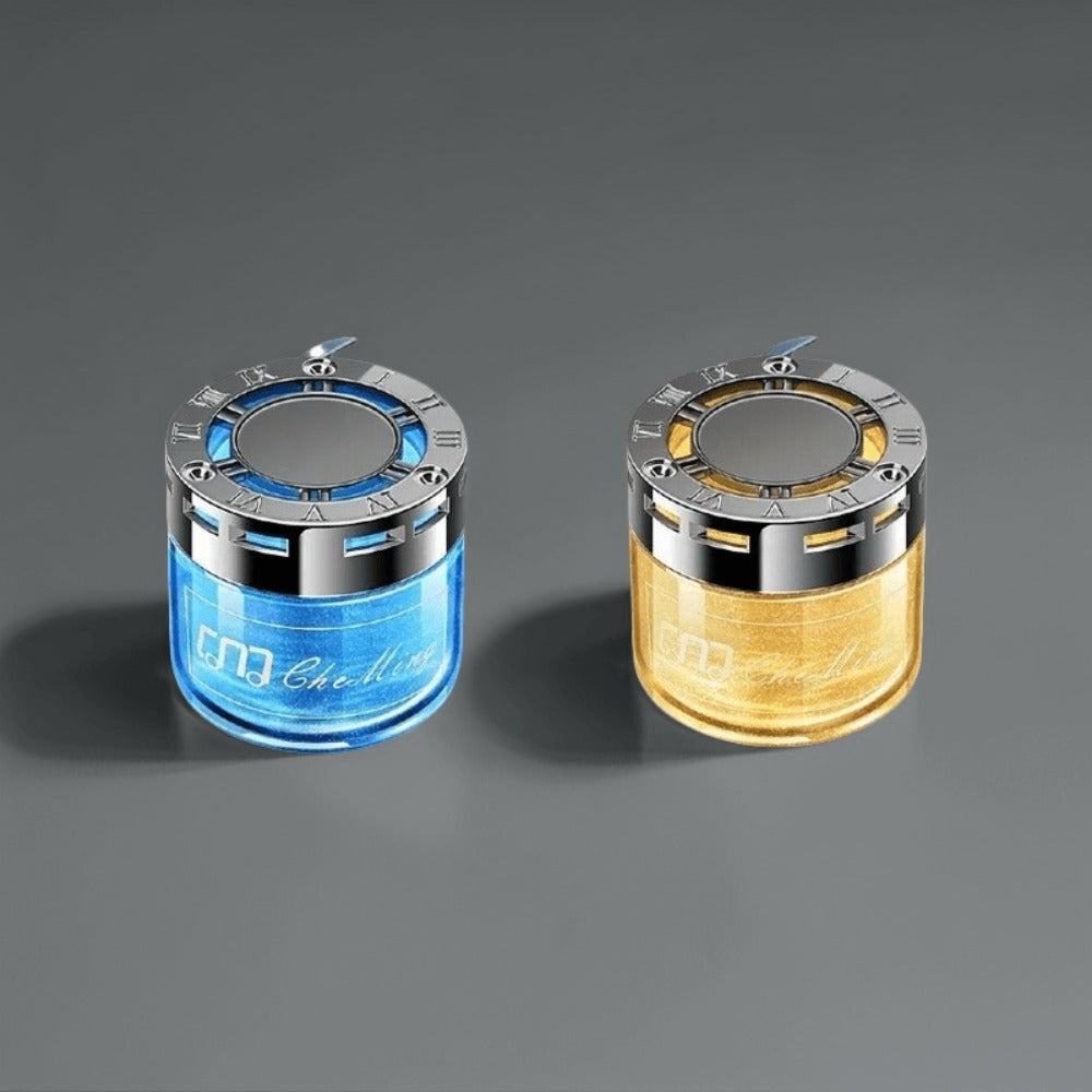 Two-Piece Solid Gel Car Air Freshener Jars with Four Cologne, Blue Bell, Rose and Osmanthus Scent Pairings