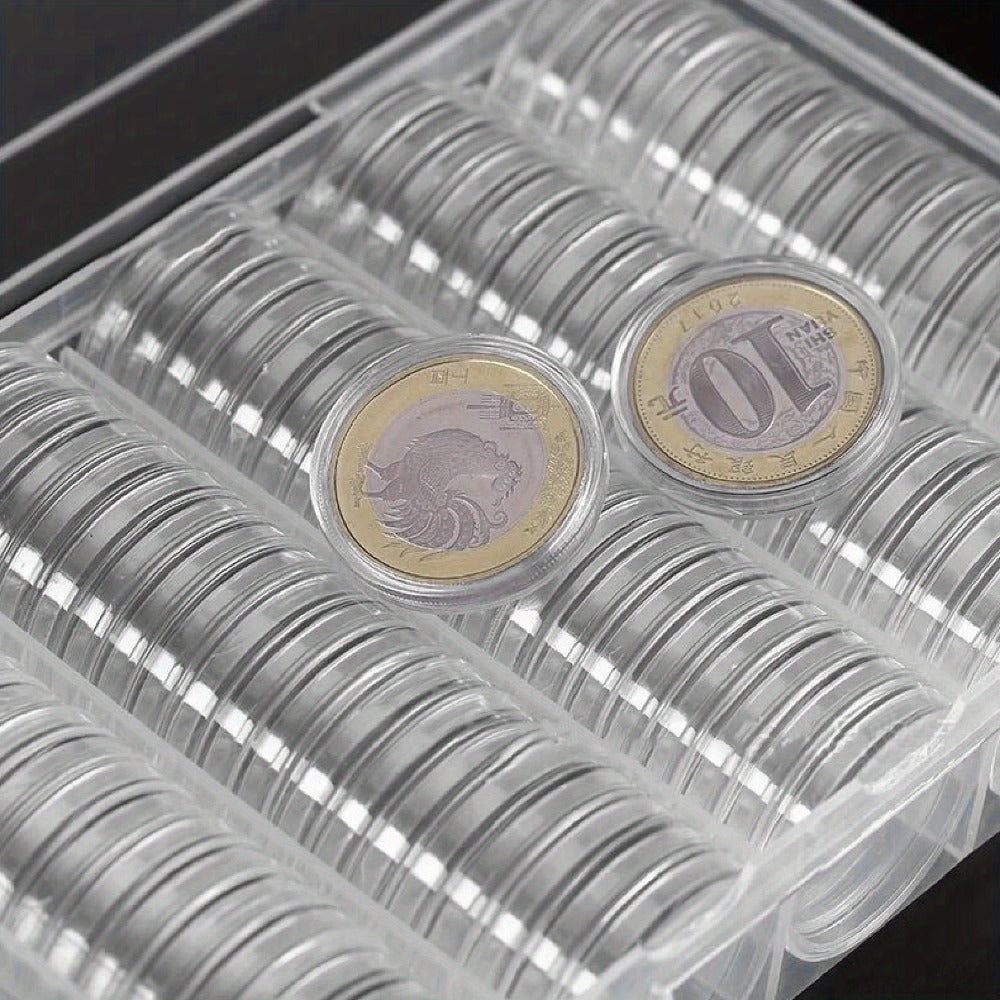 Clear Coin Capsules 300PCS with Adjustable EVA Foam Gaskets, Plastic Round Coin Holders for Collectors