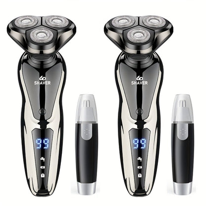 Electric Shaver 3D Floating Head with LED Battery Indicator, Rechargeable Power and Wet/Dry Use in 1- or 2-Pack