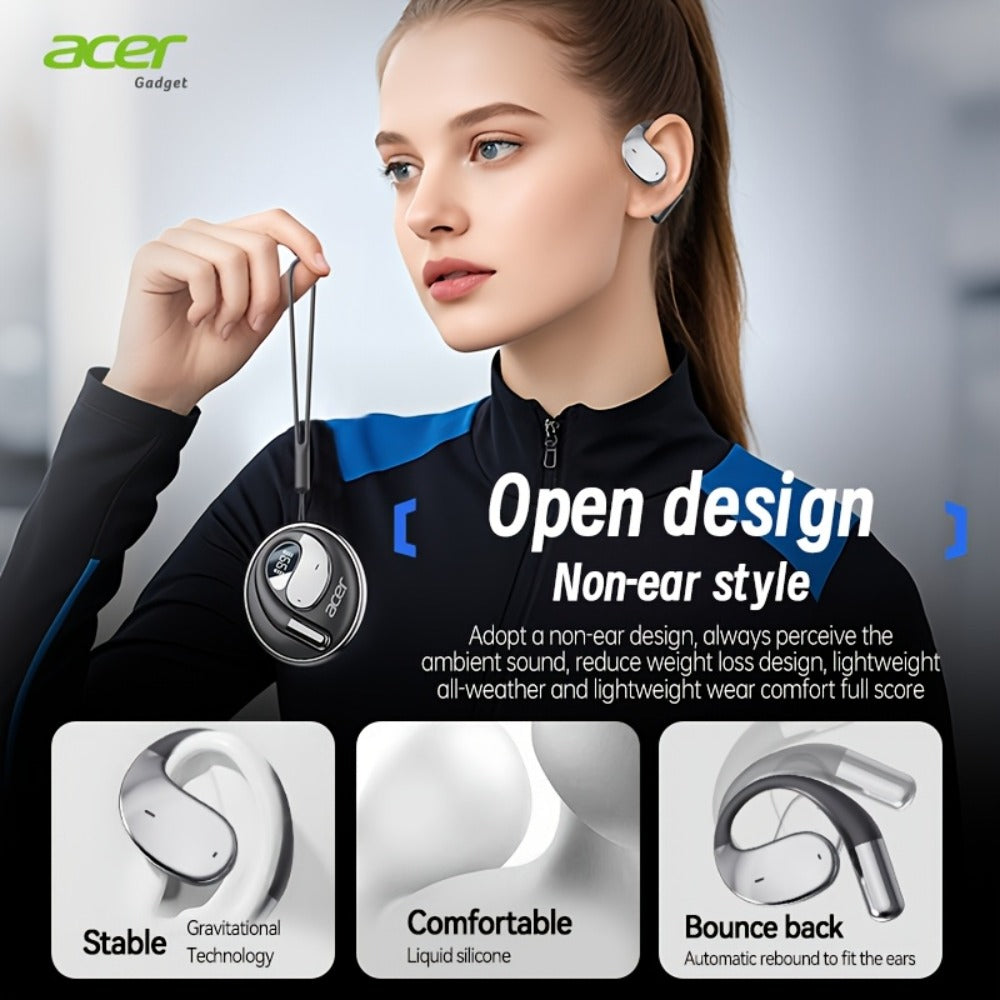 Acer TWS Wireless Earbuds Hook Design Low Latency Gaming 2025 New for Bedside Audio, Alarms and Room Entertainment