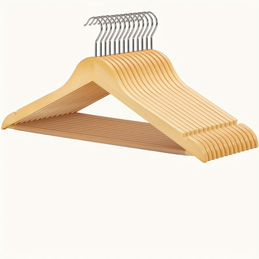 Premium Wooden Hangers with 360° Rotatable Hook & Shoulder Grooves | Slim Durable Wood Coat Suit Hangers | 10 20 30 Pack Closet Organizer