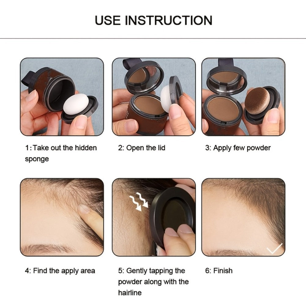 Hairline Shadow Powder Kit with Brush – Waterproof Hairline Concealer & Hair Root Touch Up Powder | Instant Fuller-Looking Hairline | 6