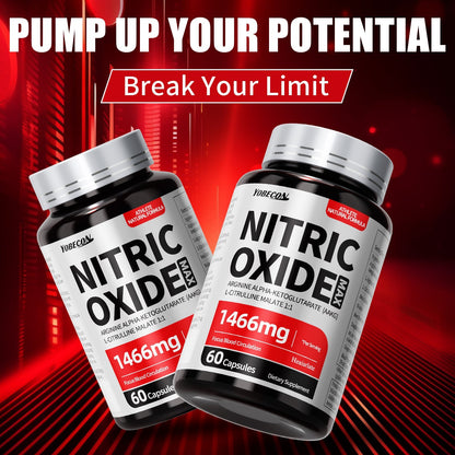 Nitric Oxide Supplement 1466mg with L-Arginine, L-Citrulline & Beet Root, Boosts Blood Flow, Pump