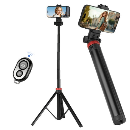 83 Inch Tall Phone Tripod Adjustable with Wireless Remote & Stable Base, Upgraded Extra-Tall Retractable Stand for iPhone 17/15/14