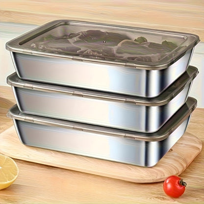 Storage Containers with Lids, Five-Piece Stainless Steel Plate Set with Five Flip-Top Lids for Hand Washing