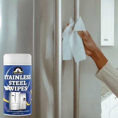 Stainless Steel Cleaning Wipes Kitchen 1 or 2 Barrel – Gentle Formula Safe for Hands, Quick Deep Cleaning of Stainless Steel Appliances