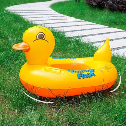 Pool Float Duck-Shaped Ring with Two Built-In Handles and One, Two or Four-Piece Pack Selections