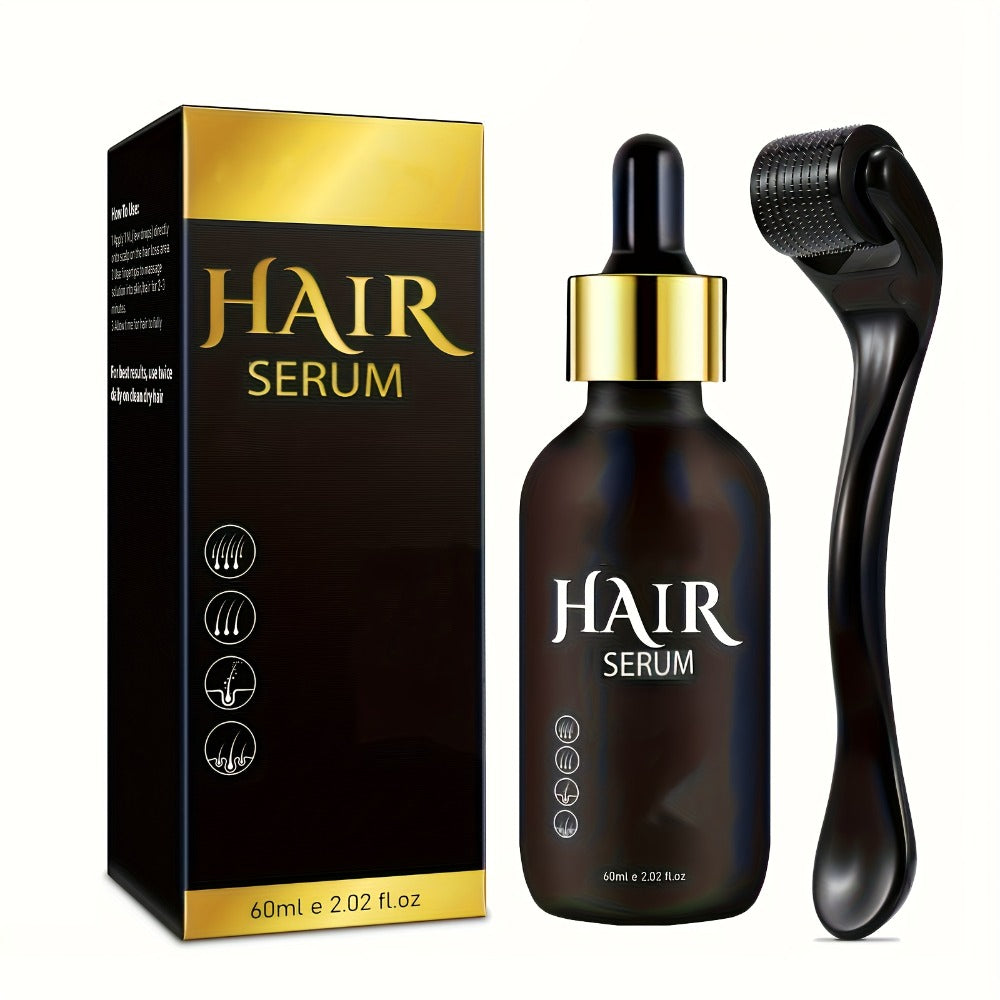 Hair Growth Serum Kit with Derma Roller, Anti Hair Loss Follicle Stimulating Scalp Treatment Essence