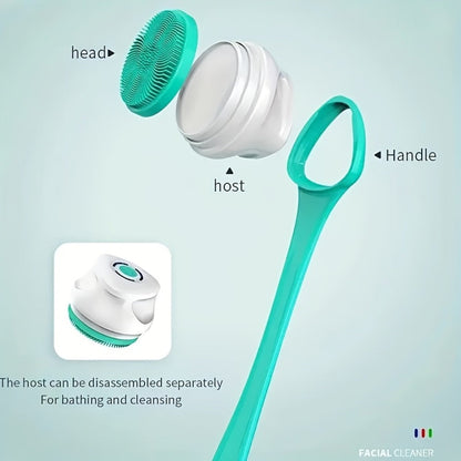Electric Body Scrubber 6-in-1 Rechargeable Shower Brush - Vibrating Exfoliating Brush with Long Handle