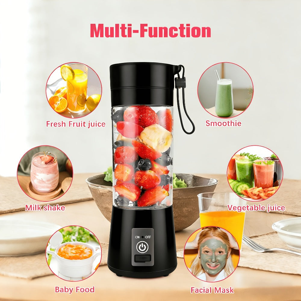 Mini Blender USB Rechargeable 380ml - 6-Blade 22000RPM High-Speed Portable Blender Cup, 304 Stainless Steel