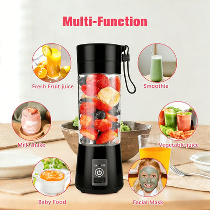 Mini Blender USB Rechargeable 380ml - 6-Blade 22000RPM High-Speed Portable Blender Cup, 304 Stainless Steel