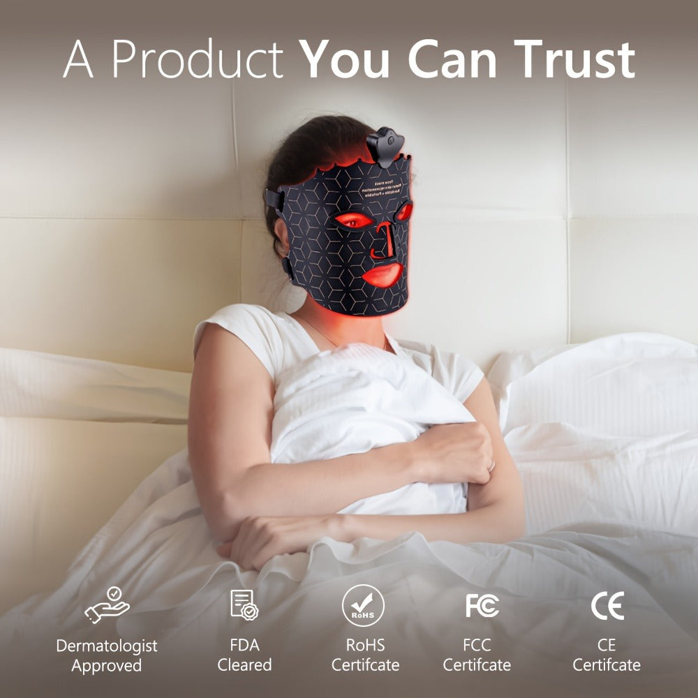 Red Light Therapy Face Mask 7 Color LED, FDA Cleared Silicone Mask for, Wrinkles, Acne & Skin Whitening