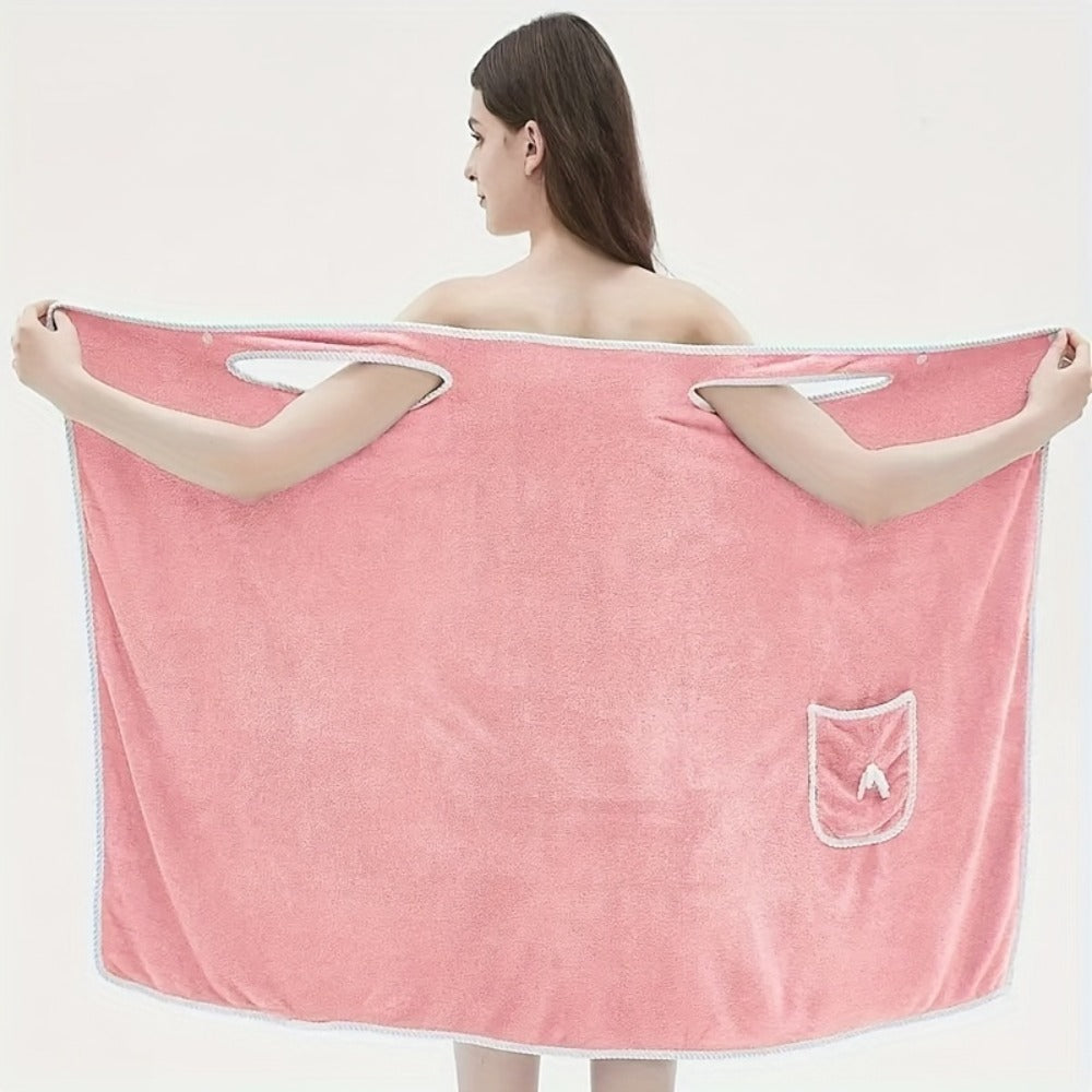 Wearable Bath Towel Wrap Coral Fleece Bow-Knot Strapless Bathrobe Quick Dry Absorbent 260GSM Soft Skin-Friendly Adult Shower Towel