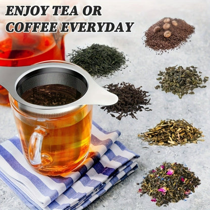 Stainless Steel Tea Strainer Set of 4 with Lid, Fine Mesh Tea Infuser with Dual Handles for Loose Leaf Tea