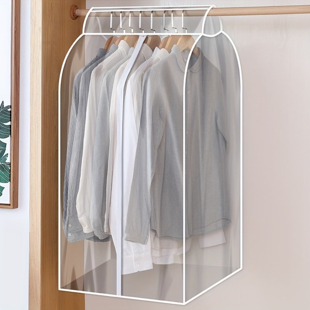 Clear Hanging Garment Bag PVC Zipper Dustproof Closet Organizer for Coats Suits Dresses for Entryways, Bedrooms and Living Spaces