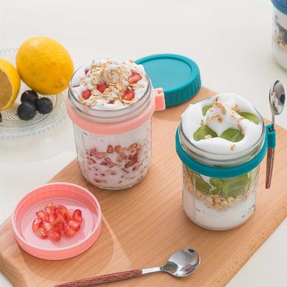 Overnight Oats Cups with Flip-Top Lids Meal Prep Jars Portable Containers for Cereal Yogurt Smoothies On-the-Go Meals Set of 4 or 6 Packs