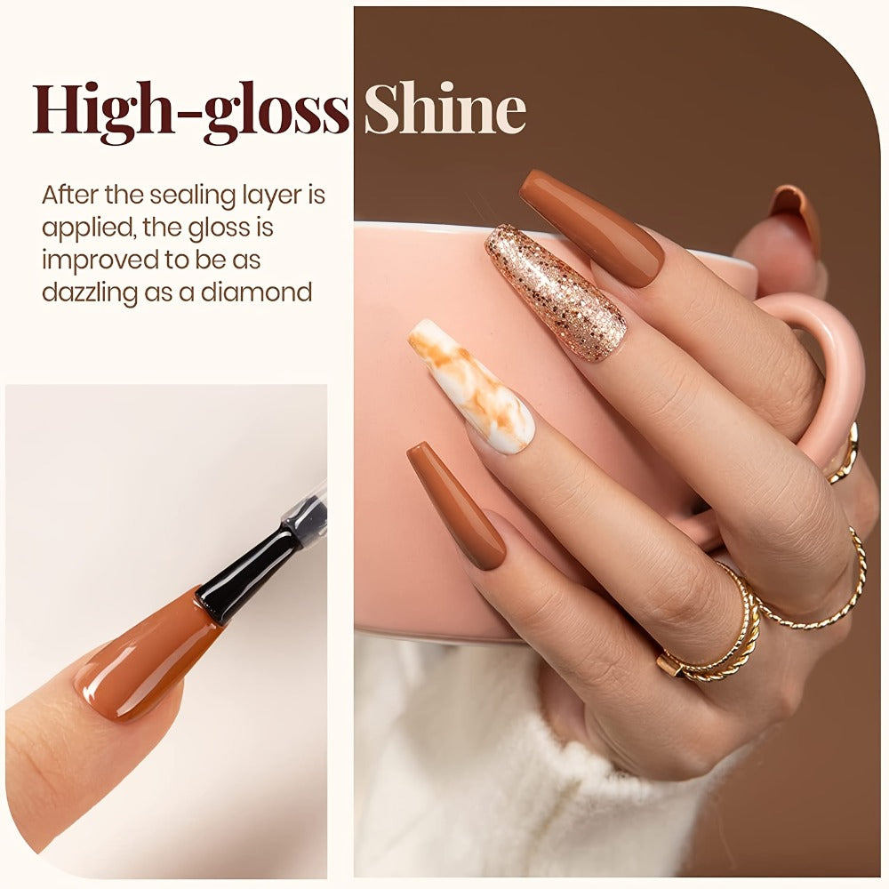 Gel Nail Polish 3-Piece Base and Top Coat Kit with No-Wipe Glossy, Matte and Base Gel for UV/LED Soak-Off Manicures