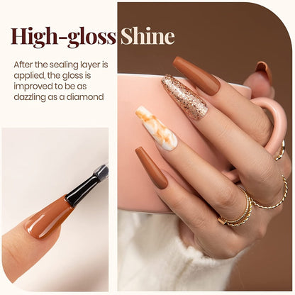 Gel Nail Polish 3-Piece Base and Top Coat Kit with No-Wipe Glossy, Matte and Base Gel for UV/LED Soak-Off Manicures