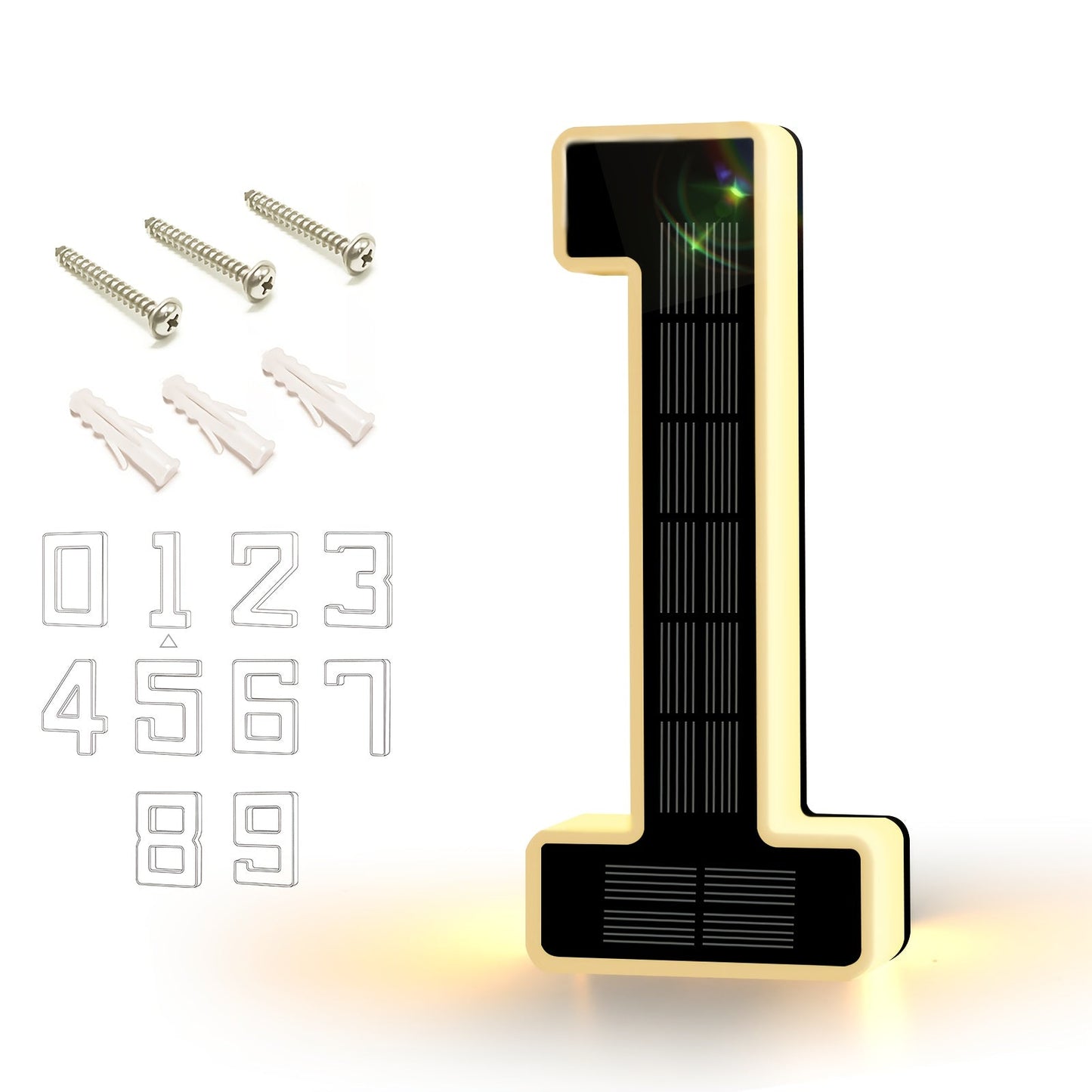 LED Solar House Number Light 6.7 Inch Wall Mounted, Smart Sensor Illuminated Address Number for Home Decor