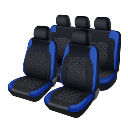 Car Seat Covers 5-Seat Nappa-Style PU Leather Full Set in Red, Blue, Black and Gray Color Options