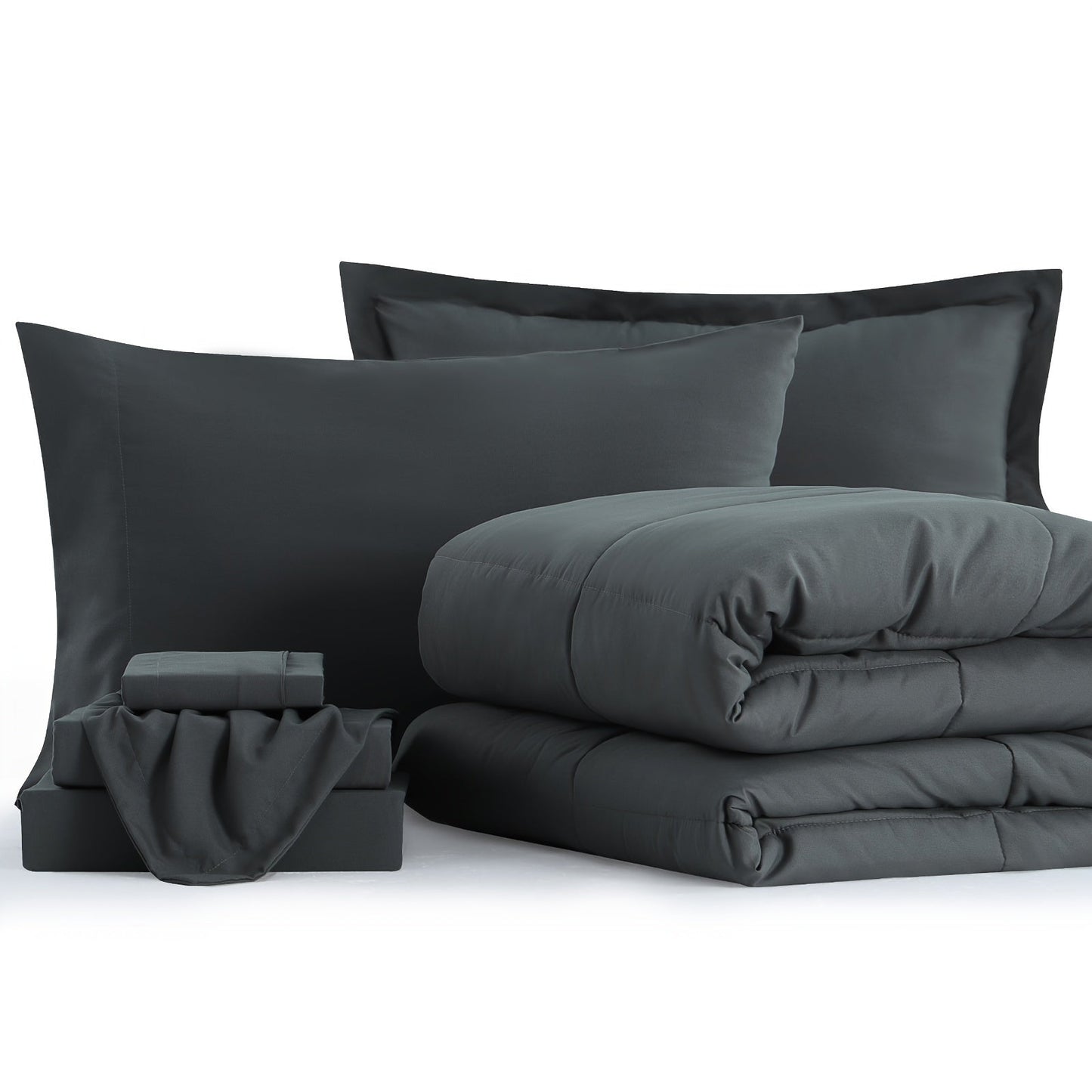 7 Piece Comforter Set Luxury Soft Fluffy Bedding All Season Bed in a Bag with Comforter Fitted Sheet Flat Sheet Pillowcases Hypoallergenic