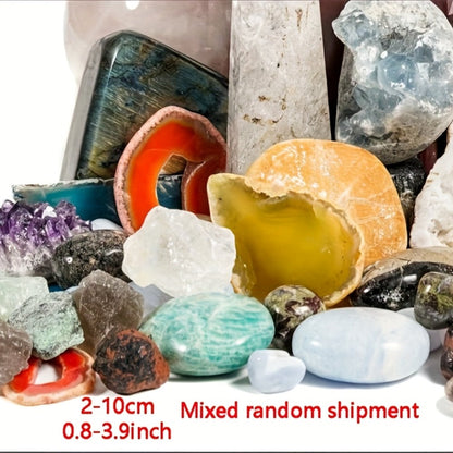 Crystal Gift Box Set 450g, Raw Stones, Agate & Crystal Carvings Collection Box for Home Decor, Office Ornaments & Holiday Gifts