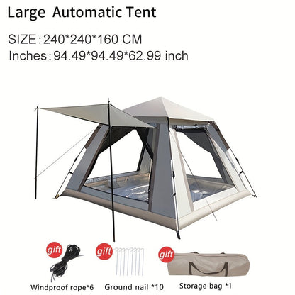 Camping Tent 4-6 Person Automatic White Shelter with Four-Sided Ventilation and Zipper Entry