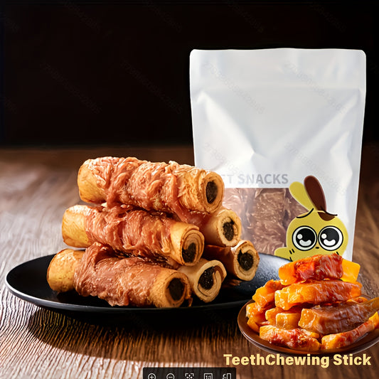Dog Chew Treats Chicken & Duck Wrapped Cowhide Sticks – High Protein Beef Skin Stuffed Snacks, Long-Lasting, Easy to Digest