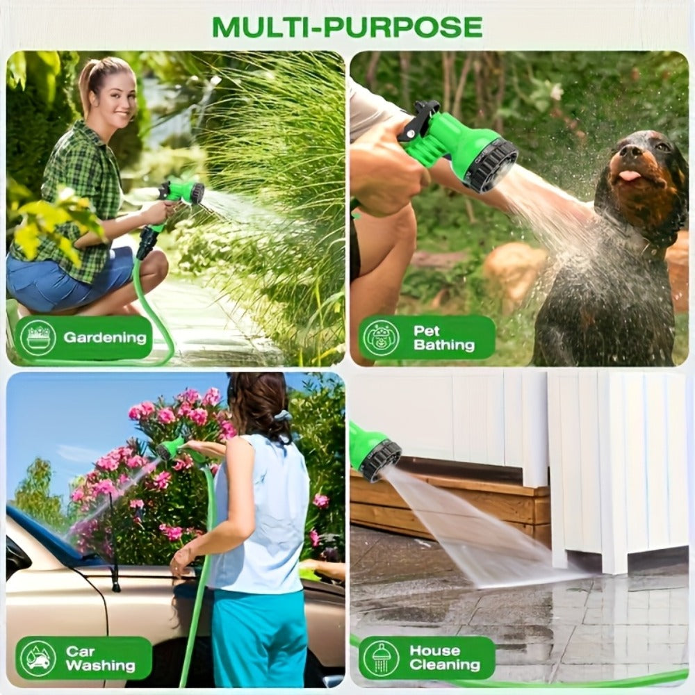 100 Foot Car Wash Hose Kit with 7-Mode High-Pressure Spray Nozzle – Tangle-Free, Kink-Resistant, Lightweight & Rust-Proof Garden Hose