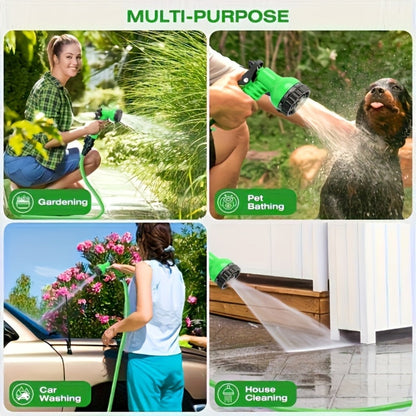 100 Foot Car Wash Hose Kit with 7-Mode High-Pressure Spray Nozzle – Tangle-Free, Kink-Resistant, Lightweight & Rust-Proof Garden Hose