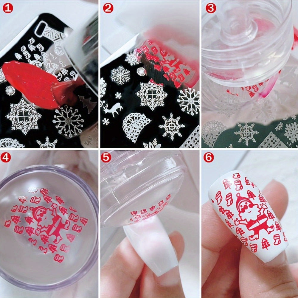 Nail Stamping Plate Set 9Pcs with 7 Mixed Design Stainless Steel Plates – Complete Nail Art Stamp Kit with Stamper & Scraper for Floral
