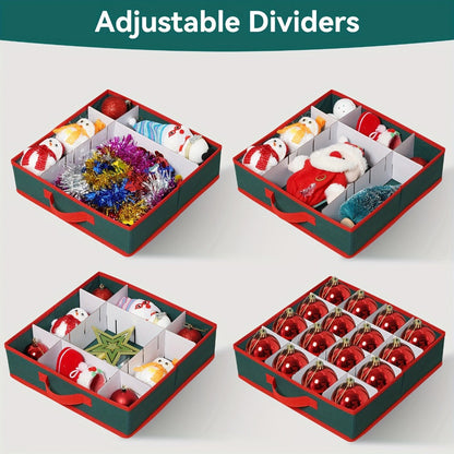 Christmas Ornament Storage Box 128 Slots 8 Trays Stackable Large Capacity Holiday Organizer with Lid Side Open Adjustable Dividers Removable