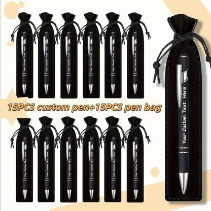 Custom Ballpoint Pens with Pencil Pouch Bulk Set, Personalized Ballpoint Pen Pack for Corporate Gifts