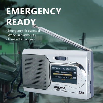 Portable AM FM Shortwave Radio with VFD Display, 21-Inch Antenna Long-Range Reception, AA Battery or DC Powered