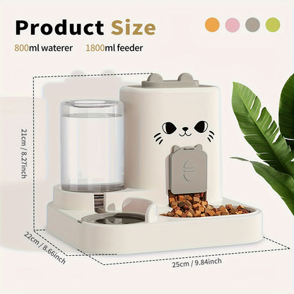 Automatic Cat Feeder and Water Dispenser 2-in-1 – Large Capacity Dry Wet Separation Pet Food Bowl, Battery-Free Gravity Feeder for Indoor