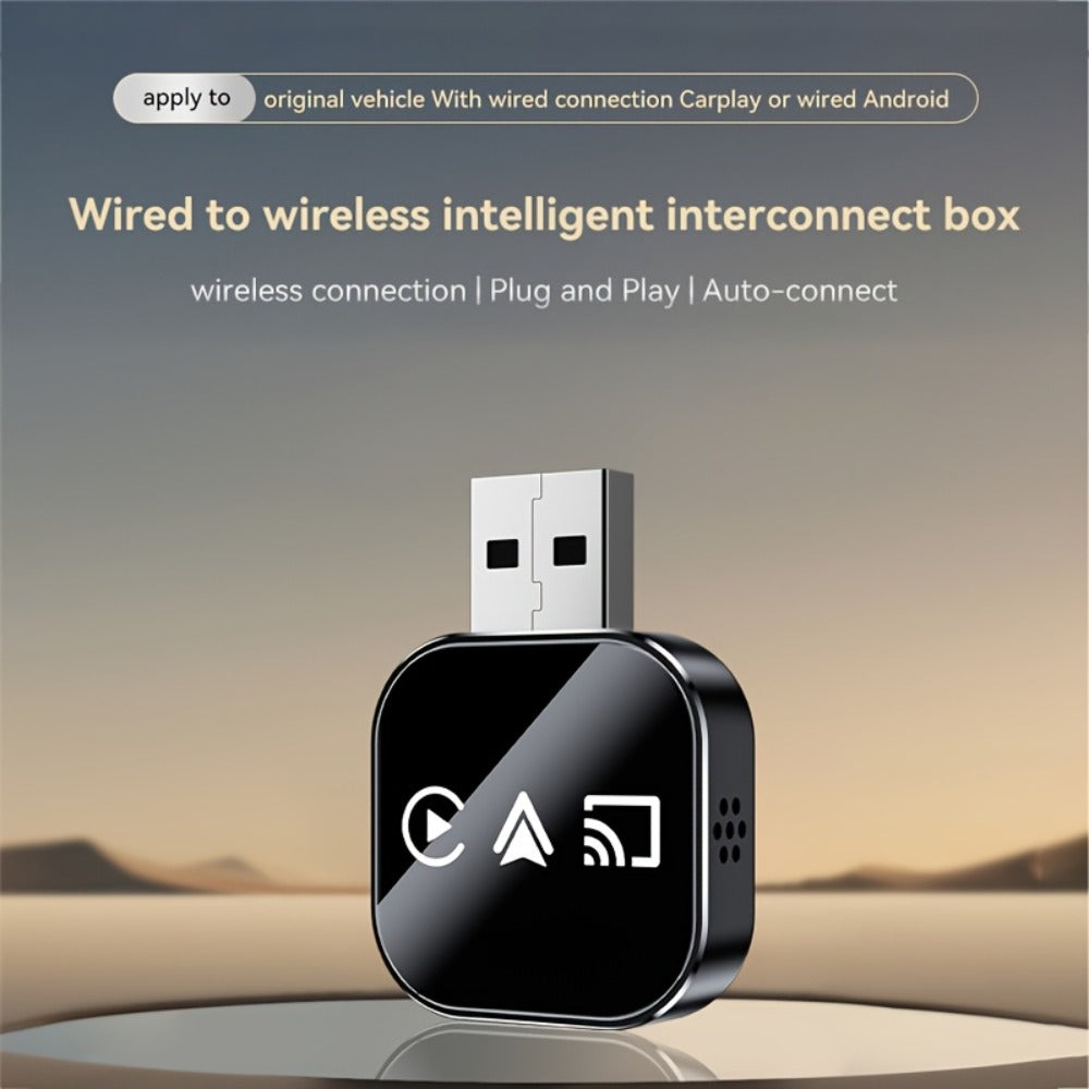 Plug & Play Wireless CarPlay & Android Auto Converter – Mirror Projection, 5GHz WiFi Auto-Connect, Aluminum Alloy