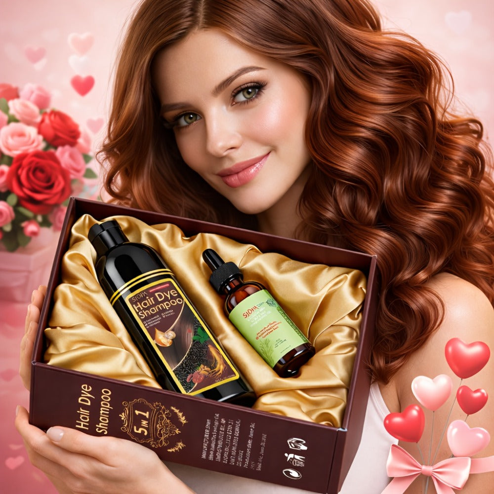 Hair Dye Coloring Shampoo 5-in-1 Upgraded with Hibiscus Oil, Squalane & Glycerin – Quick Color & Nourishing, Gentle Skin-Safe Formula