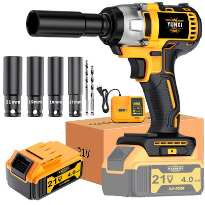 21V Cordless Drill Brushless Impact Wrench Multifunctional, Lithium Battery, Quick Charger, Variable Speed
