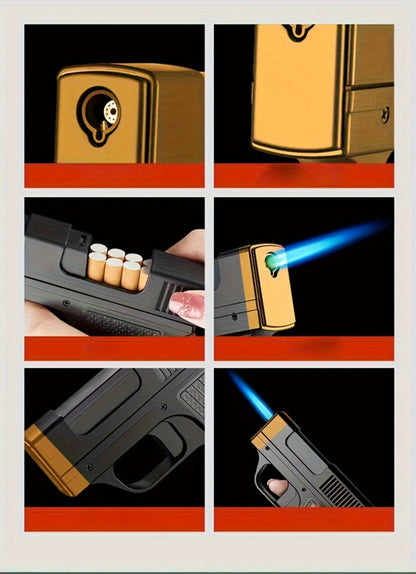 Cigarette Box Lighter Creative Design, Windproof Butane Torch with Adjustable Flame, Cigar & BBQ Lighter