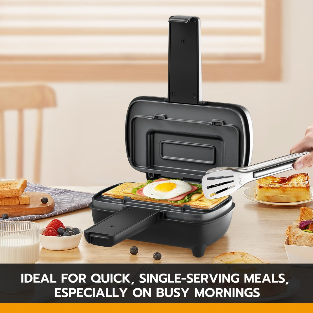 Electric Sausage Grill and Sandwich Maker with Nonstick Plate and Cord Storage Compact for Grilling, Camping and Outdoor Meals