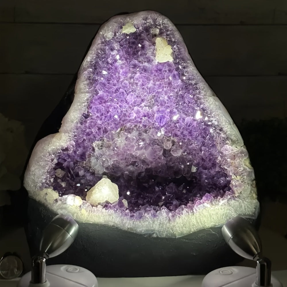 Amethyst Crystal Cave Cluster Natural Uruguayan Polished Edges Geode Home Office Decor Meditation Healing Crystal Birthday Holiday Hanukkah