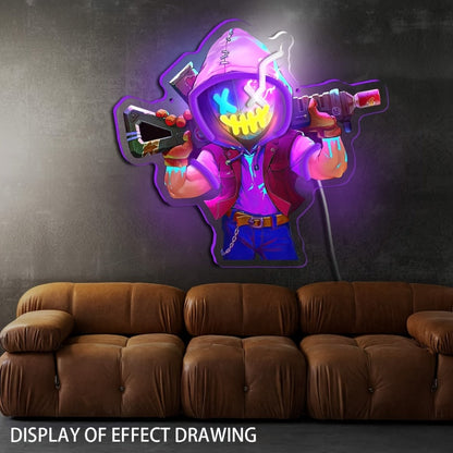 Neon Marksman LED Wall Art - UV Printed USB Powered Sniper Shooter Neon Sign for Game Room, Bar