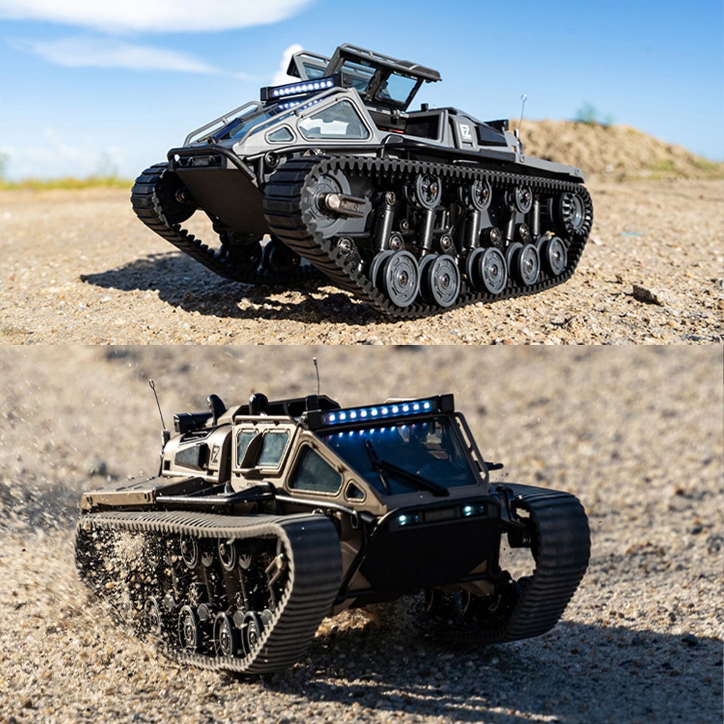 Full-Proportional RC Tracked Tank with LED Lights, Alloy Door Open Military War Vehicle Off-Road Remote Control Tank for Kids Adults