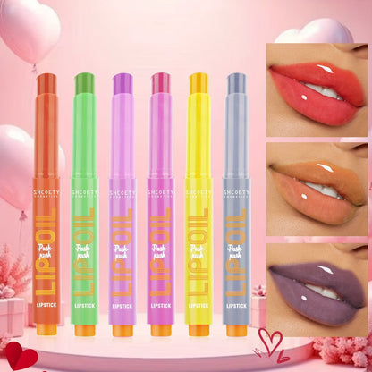 6-Piece Neon Press-On Lip Gloss Set High-Gloss Bold Lip Makeup, for Makeup, Travel and Everyday Vanity Use