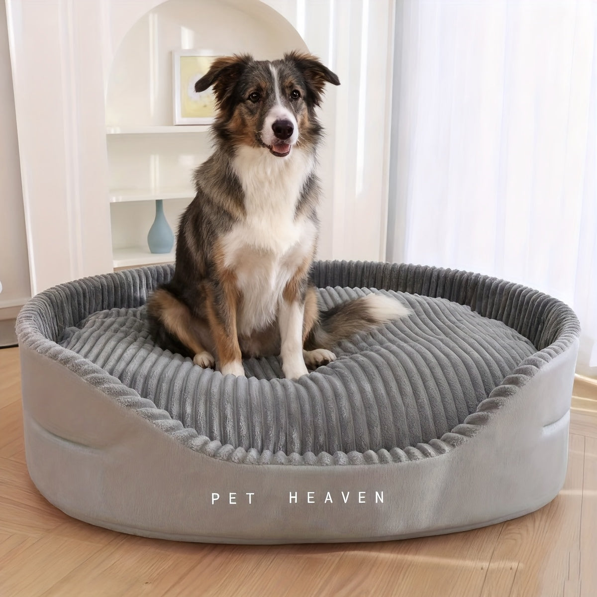 Ribbed Bolster Pet Bed System with M-XXL Beds and Separately Labeled Replacement Mat or Cushion
