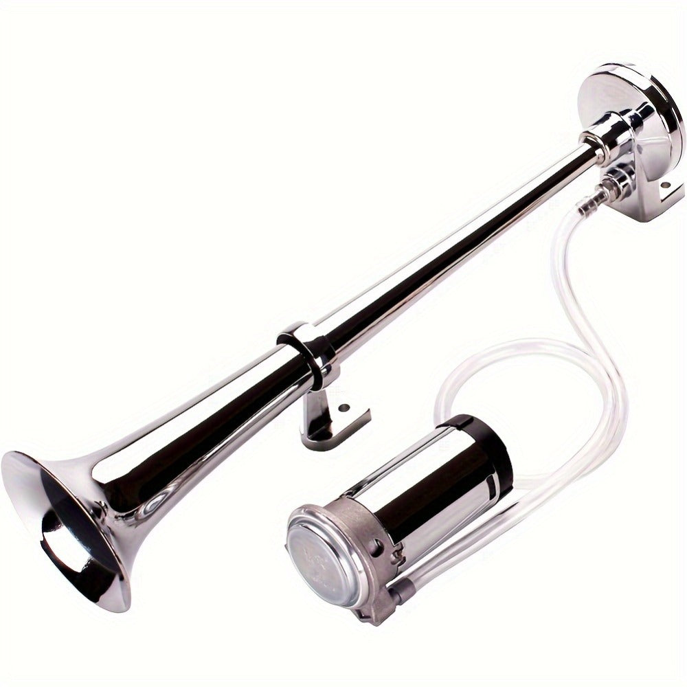 Air Horn Kit for Trucks – Super Loud 18" Single Trumpet Train Horn with Compressor, 12V/24V Universal Fit for Truck, Car, SUV, Jeep